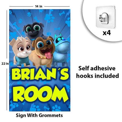 Puppy Dog Pals Sign Room Door Nursery Decor Gift for Boy Girl Grandson Granddaughter | Vinyl Customizable 14x22in