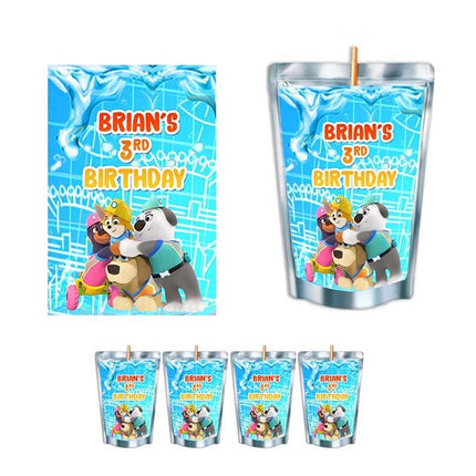 Pupstruction Juice Pouch Label Sticker or Complete Custom Juice Pouches for Kids Birthday Party Favor Decor