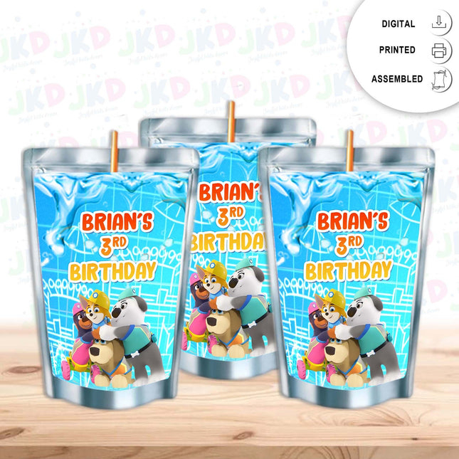 Pupstruction Juice Pouch Label Sticker or Complete Custom Juice Pouches for Kids Birthday Party Favor Decor
