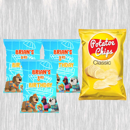 Pupstruction Chip Bags Label for Kids Birthday Party Favor Decor, Stickers or Finished Options