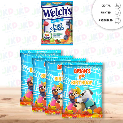 Pupstruction Fruit Snack Label Sticker for Kids Birthday Party Favor Decor Custom Physical Product