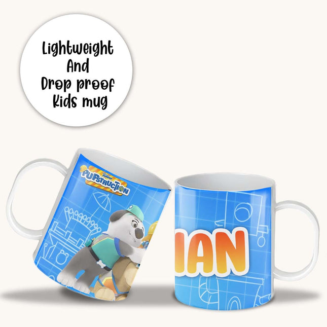 Pupstruction Kids Mug With Name Unbreakable Child Cup Gift for Birthday Son Daughter - 11oz
