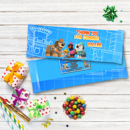 Pupstruction Candy Bar Labels for Party Decor Chocolate Birthday Favor | 12-Pack Stickers Fits Chocolate Bar 1.55oz