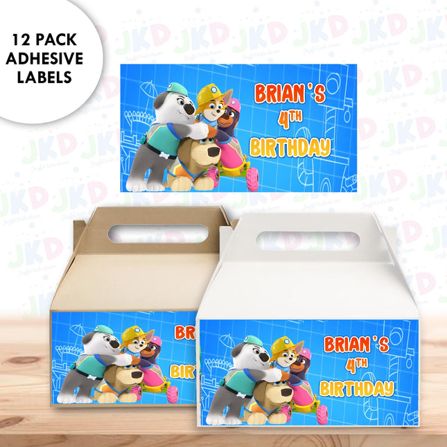 Pupstruction Gable Box Labels | 12-Pack Stickers | Size 6x3.25in