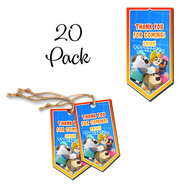 Pupstruction Favor Tags for Birthday Party Goodie Bags - 20pack