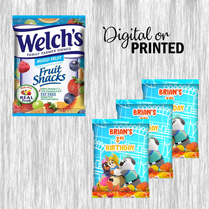 Pupstruction Fruit Snack Label Sticker for Kids Birthday Party Favor Decor Custom Physical Product