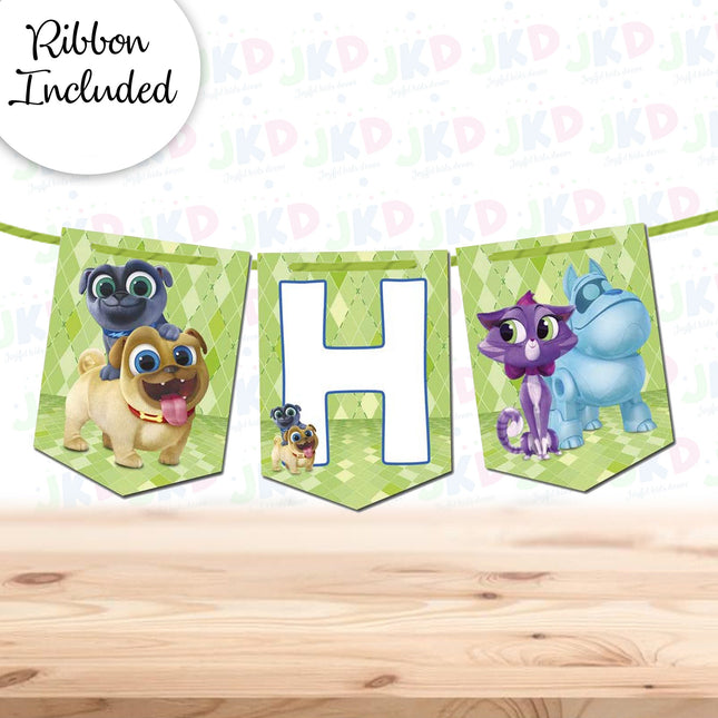 Puppy Dog Pals Birthday Banner for Wall Party Decor Customized with Ribbon Included