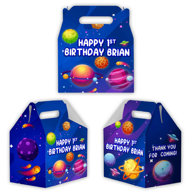 Space Candy Gable Box for Birthday Party Favors 12 Pack - 4.4x4.5in
