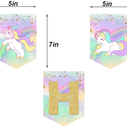 Unicorn Birthday Banner for Wall Party Decor Customized with Ribbon Included