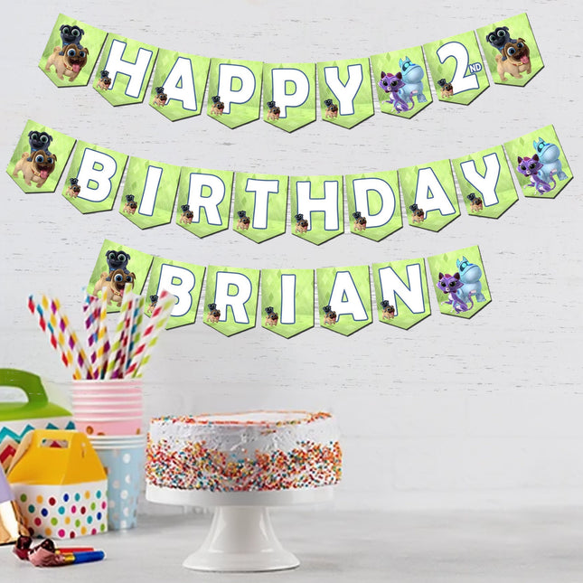 Puppy Dog Pals Birthday Banner for Wall Party Decor Customized with Ribbon Included