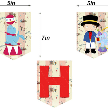 Circus Birthday Banner for Wall Party Decor Customized with Ribbon Included