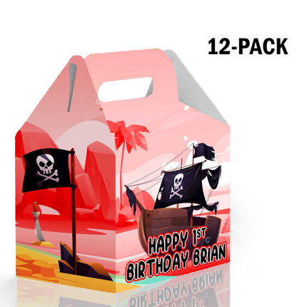 Pirates Candy Gable Box for Birthday Party Favors 12 Pack - 4.4x4.5in