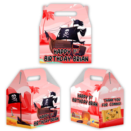 Pirates Candy Gable Box for Birthday Party Favors 12 Pack - 4.4x4.5in