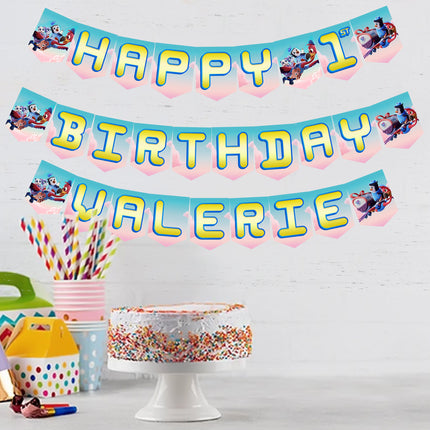 TOTS Birthday Banner for Wall Party Decor Customized with Ribbon Included