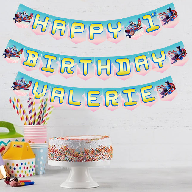 TOTS Birthday Banner for Wall Party Decor Customized with Ribbon Included