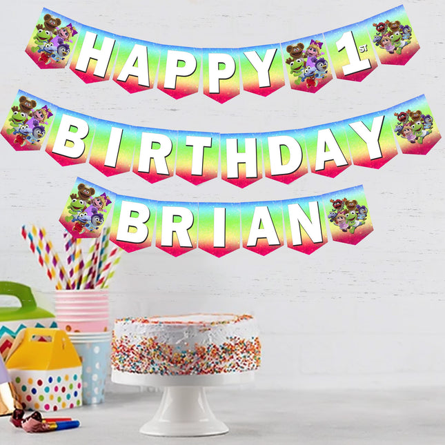 Muppet Babies Birthday Banner for Wall Party Decor Customized with Ribbon Included