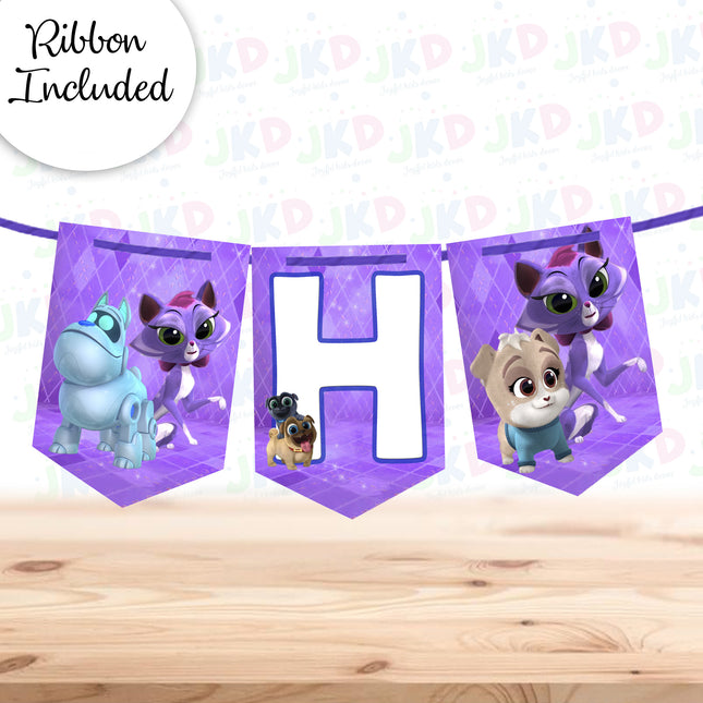 Puppy Dog Pals Birthday Banner for Wall Party Decor Customized with Ribbon Included
