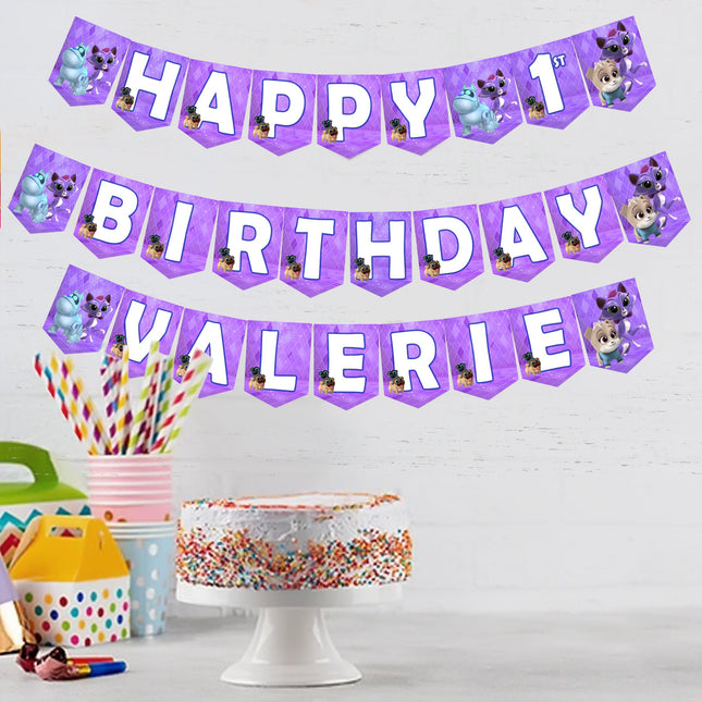 Puppy Dog Pals Birthday Banner for Wall Party Decor Customized with Ribbon Included