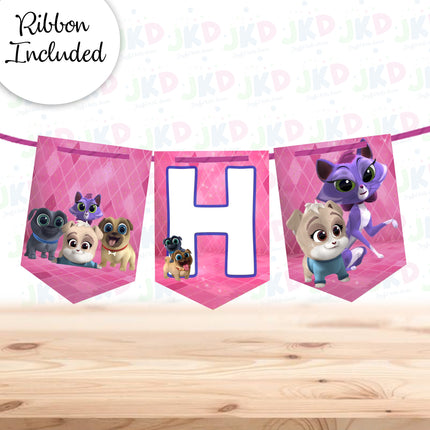 Puppy Dog Pals Birthday Banner for Wall Party Decor Customized with Ribbon Included #pink