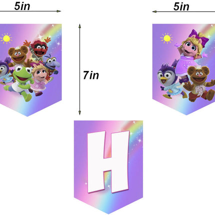Muppet Babies Birthday Banner for Wall Party Decor Customized with Ribbon Included