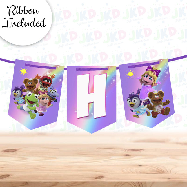 Muppet Babies Birthday Banner for Wall Party Decor Customized with Ribbon Included