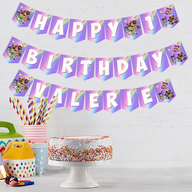 Muppet Babies Birthday Banner for Wall Party Decor Customized with Ribbon Included