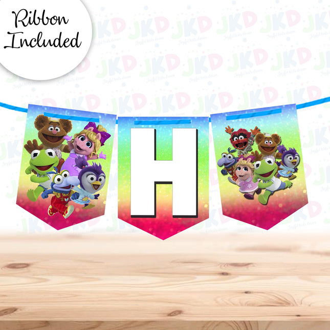 Muppet Babies Birthday Banner for Wall Party Decor Customized with Ribbon Included