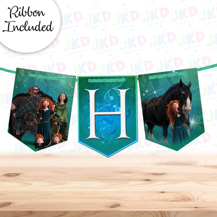Brave Birthday Banner for Wall Party Decor Customized with Ribbon Included