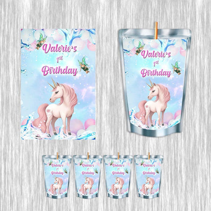 Unicorn Fairy Juice Pouch Label Sticker or Complete Custom Juice Pouches for Kids Birthday Party Favor Decor