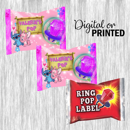 Stitch Ring Pop Label Sticker for Birthday Party Candy Favor - Digital, Stickers or Finished Options #Pink