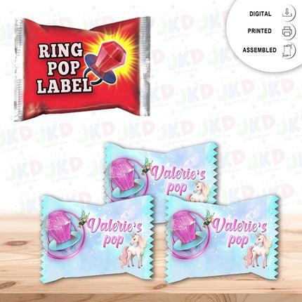 Unicorn Fairy Ring Pop Label Sticker for Birthday Party Candy Favor - Digital, Stickers or Finished Options