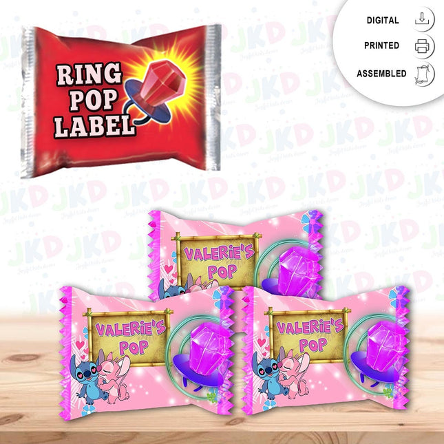 Stitch Ring Pop Label Sticker for Birthday Party Candy Favor - Digital, Stickers or Finished Options #Pink