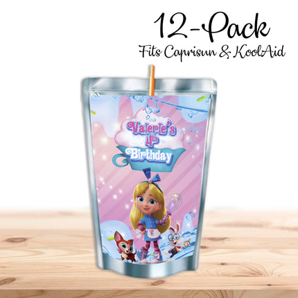 Alice BakeryJuice Pouch Label Sticker or Complete Custom Juice Pouches for Kids Birthday Party Favor Decor
