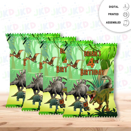 Dinosaurs Chip Bags Label for Kids Birthday Party Favor Decor, Stickers or Finished Options