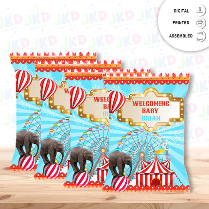 Circus Chip Bags Label for Kids Birthday Party Favor Decor, Stickers or Finished Options