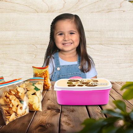 Custom Kids Snack Lunch Box for School Picnic Personalized Travel Container Dino Fossils