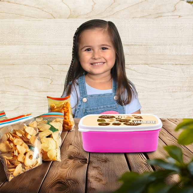 Custom Kids Snack Lunch Box for School Picnic Personalized Travel Container Dino Fossils