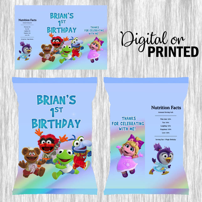 Muppet Babies Chip Bags Label for Kids Birthday Party Favor Decor, Stickers or Finished Options