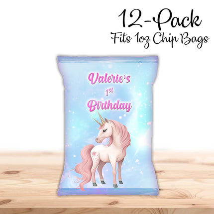 Unicorn Fairy Chip Bags Label for Kids Birthday Party Favor Decor, Stickers or Finished Options