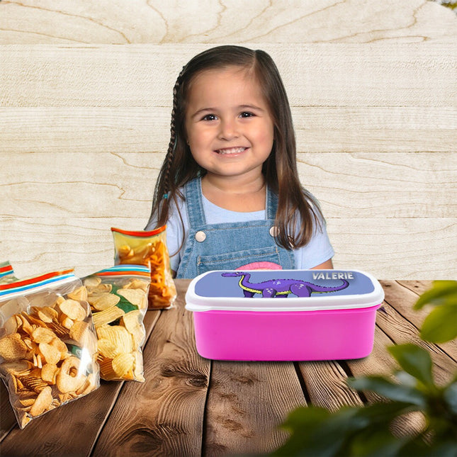 Custom Kids Snack Lunch Box for School Picnic Personalized Travel Container Dinosaurs