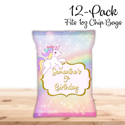 Unicorn Chip Bags Label for Kids Birthday Party Favor Decor, Stickers or Finished Options