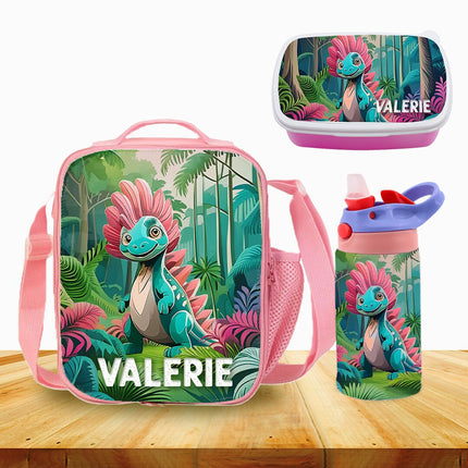 Custom Kids Water Bottle Personalized Toddler Insulated Tumbler 12oz Dinosaurs Jungle