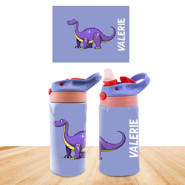 Custom Kids Water Bottle Personalized Toddler Insulated Tumbler 12oz Dinosaur