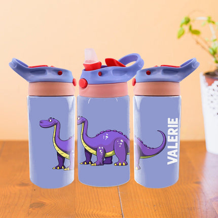 Custom Kids Water Bottle Personalized Toddler Insulated Tumbler 12oz Dinosaur