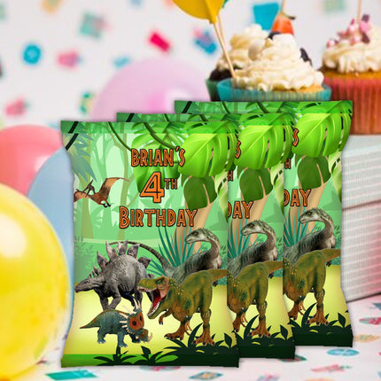 Dinosaurs Chip Bags Label for Kids Birthday Party Favor Decor, Stickers or Finished Options
