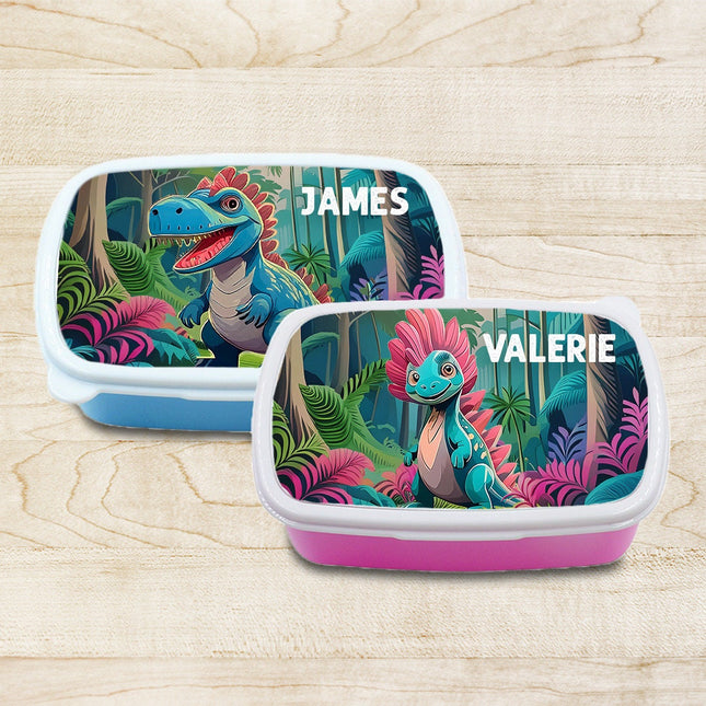 Custom Kids Snack Lunch Box for School Picnic Personalized Travel Container Dinosaurs Jungle