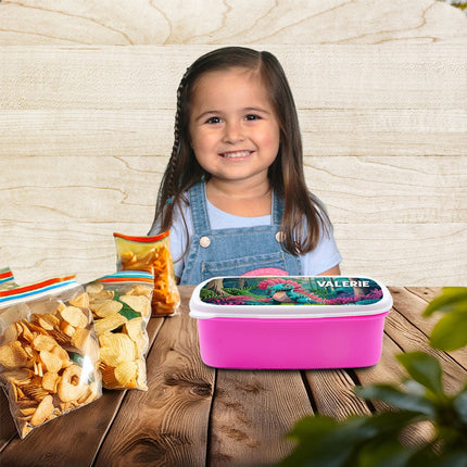Custom Kids Snack Lunch Box for School Picnic Personalized Travel Container Dinosaurs Jungle
