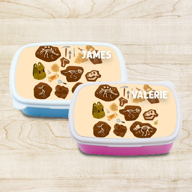Custom Kids Snack Lunch Box for School Picnic Personalized Travel Container Dino Fossils