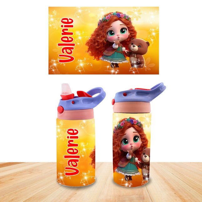 Custom Kids Water Bottle Personalized Toddler Insulated Tumbler 12oz Princess Baby Merida Brave