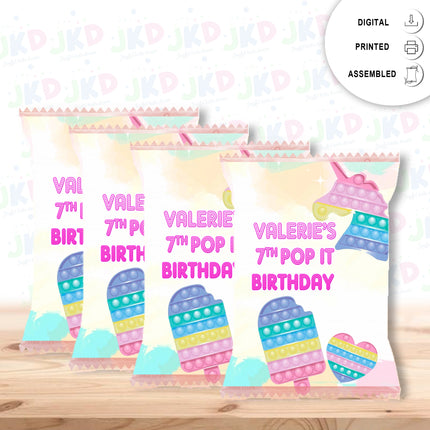 Pop it Chip Bags Label for Kids Birthday Party Favor Decor, Stickers or Finished Options